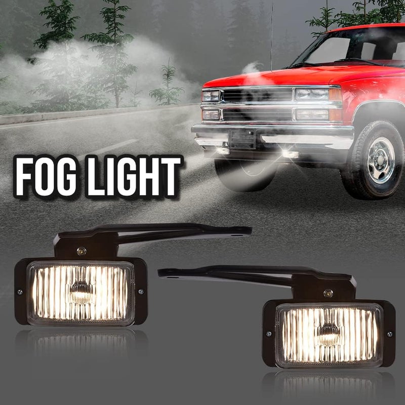 DOTCOM Front Fog Light Lamps Compatible with Chevy GMC C/K 1500 2500 3500 1988-1999/ Fit Chevy Blazer GMC Jimmy 1995-1997/Fit Chevy S10 1982-1997,Warm White Light Clear Lens Chrome Housing - Image 2